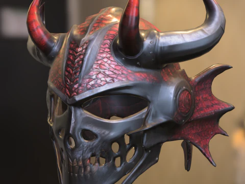 Casco de calavera demon&iacute;aca Modelo 3D