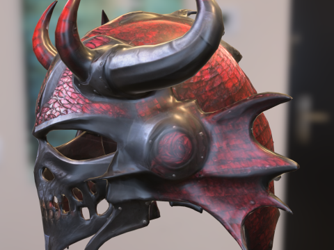 Demonic Skull Helmet Model 3D