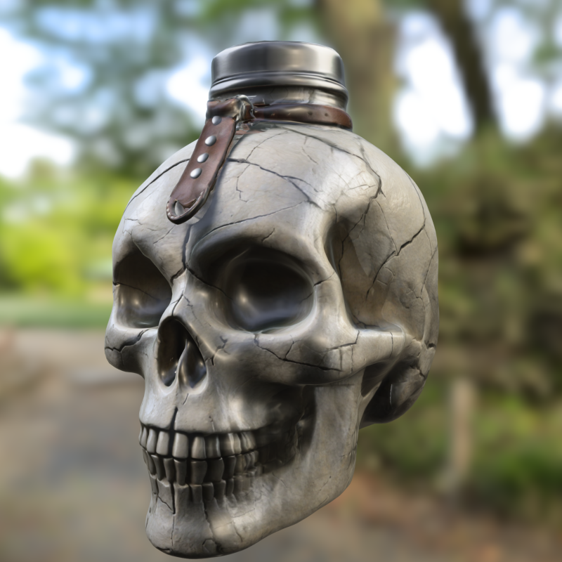Skull Flask Potion Bottle Model 3D .c4d .max .obj .3ds .fbx .stl .blend