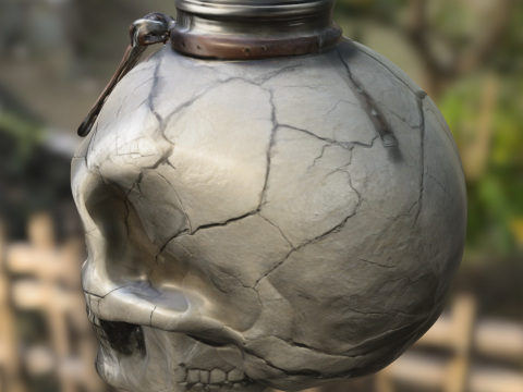 Skull Flask Potion Bottle Model 3D