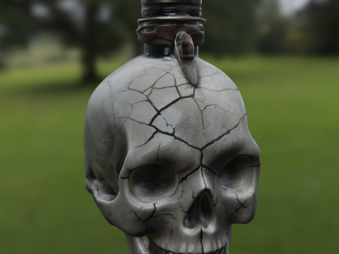 Cracked Skull Potion Bottle 3D Model