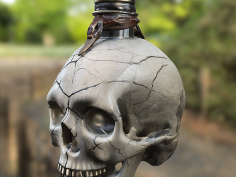 Cracked Skull Potion Bottle 3D Model