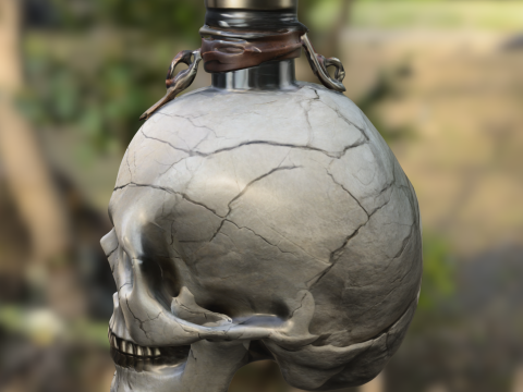 Cracked Skull Potion Bottle 3D Model