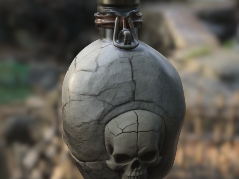 Cracked Skull Potion Bottle 3D Model