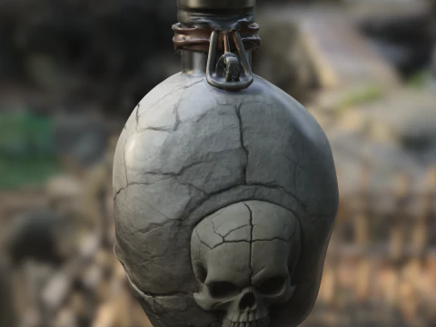 Cracked Skull Potion Bottle 3D Model