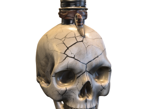 Cracked Skull Potion Bottle 3D Model