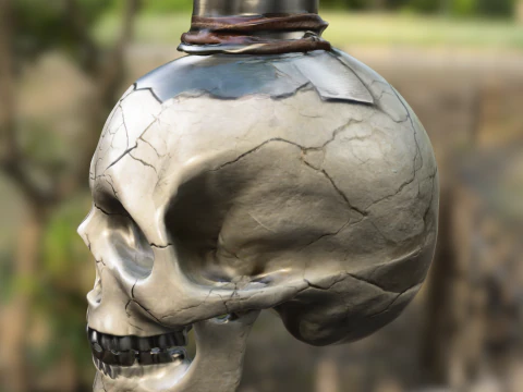 Side-Cracked Skull Flask 3D Model