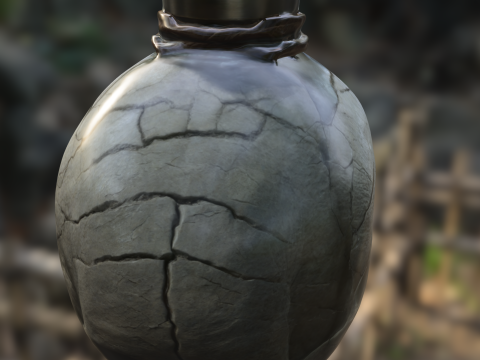 Side-Cracked Skull Flask 3D Модель