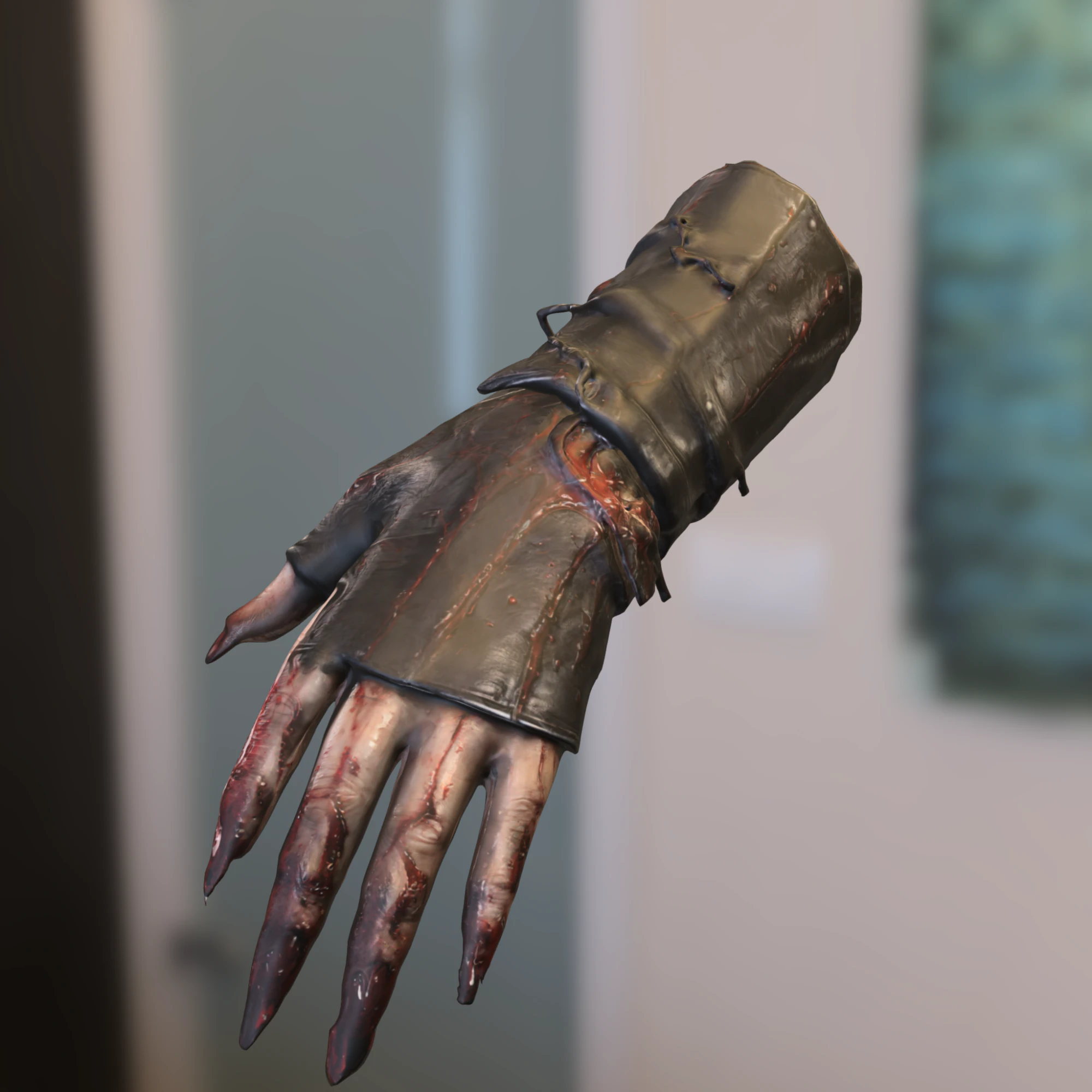 Zombie Infected Hand with Leather Glove 3D Model .c4d .max .obj .3ds .fbx .stl .blend