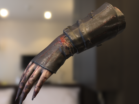 Zombie Infected Hand with Leather Glove Model 3D