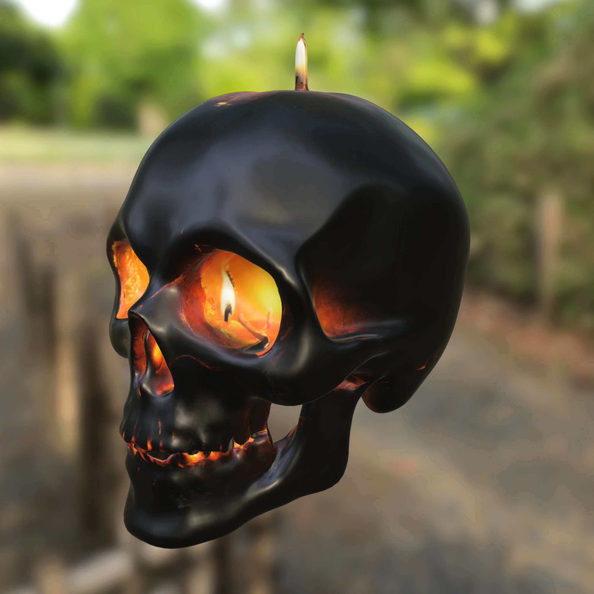 Burning Skull Candle 3D Model .c4d .max .obj .3ds .fbx .stl .blend 