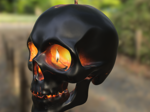 Burning Skull Candle 3D Model