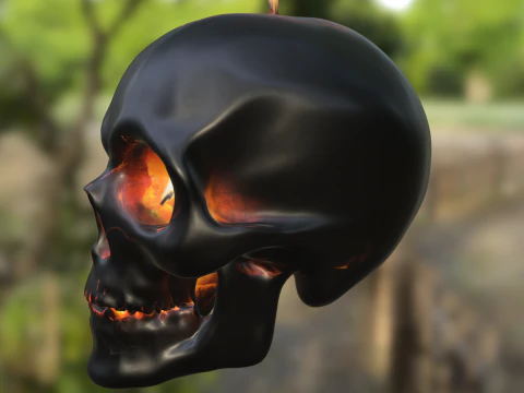 Burning Skull Candle 3D Model