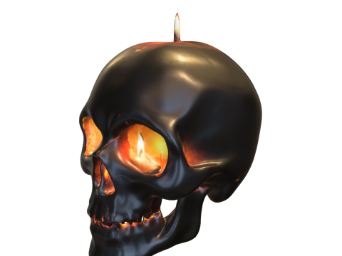 Burning Skull Candle Modello 3D