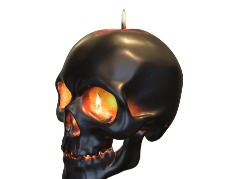 Burning Skull Candle 3D Model