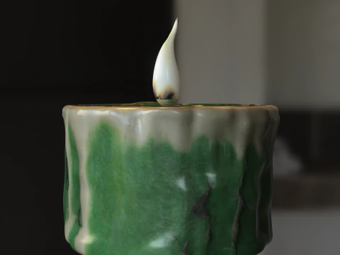 Mossy Ritual Candle 3D Model