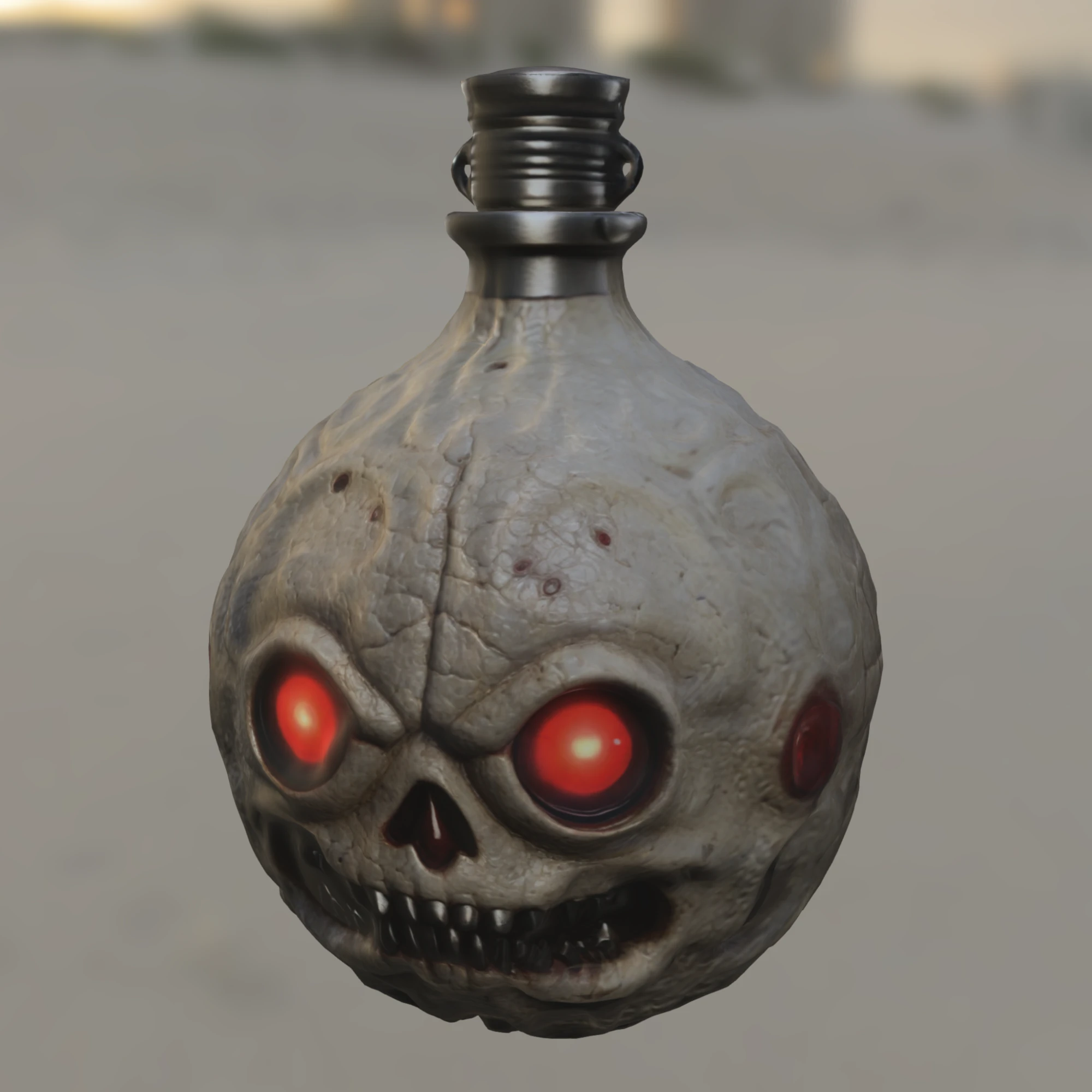 Grinning Skull Flask 3D Model .c4d .max .obj .3ds .fbx .stl .blend