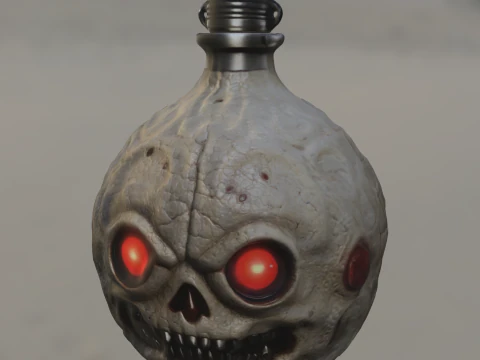 Sırıtan Kafatası Şişesi 3D Model