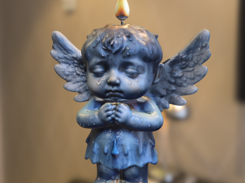 Crying Candle Angel 3D Model