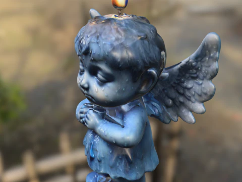 Crying Candle Angel 3D Model