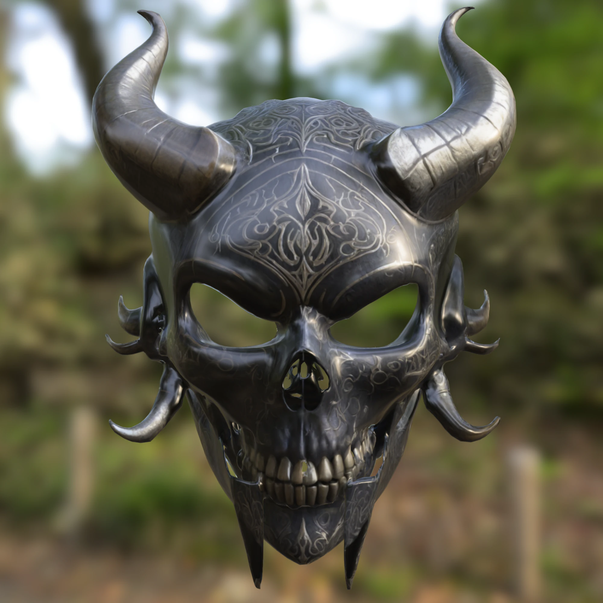 Demonic Skull Mask 3D Model .c4d .max .obj .3ds .fbx .stl .blend 
