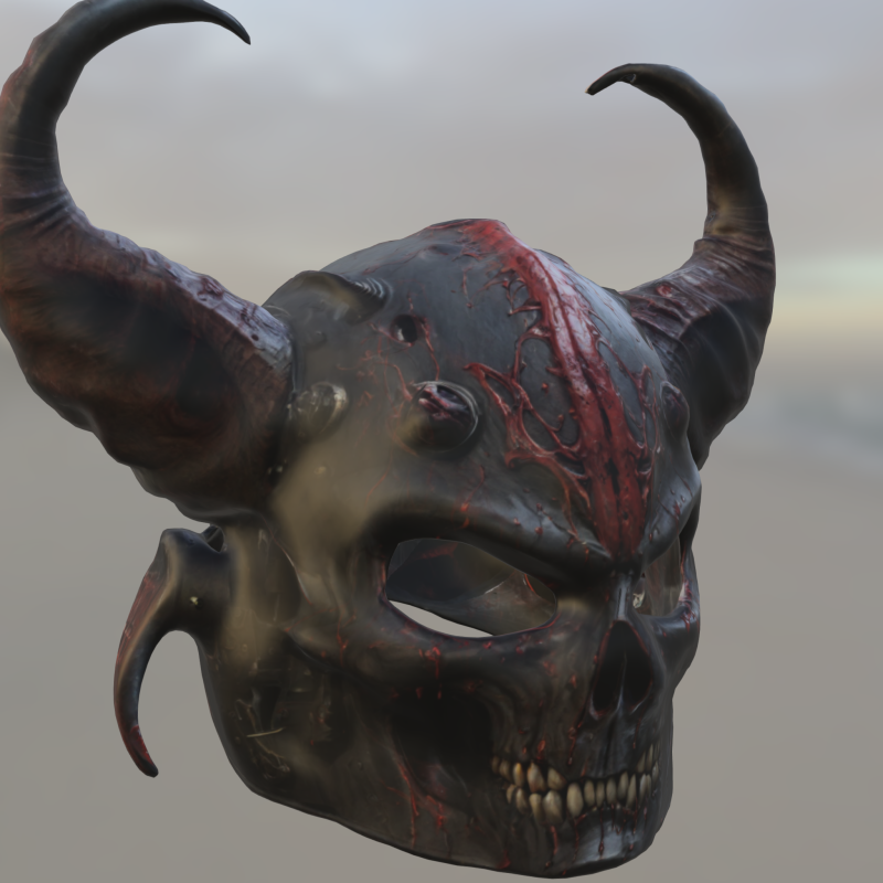 Demonic Skull Horned Helmet 3D Model .c4d .max .obj .3ds .fbx .stl .blend 