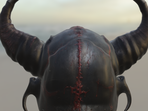 Demonic Skull Horned Helmet 3D Model
