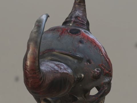 Demonic Skull Horned Helmet 3D Model