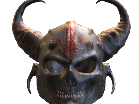 Demonic Skull Horned Helmet 3D Model
