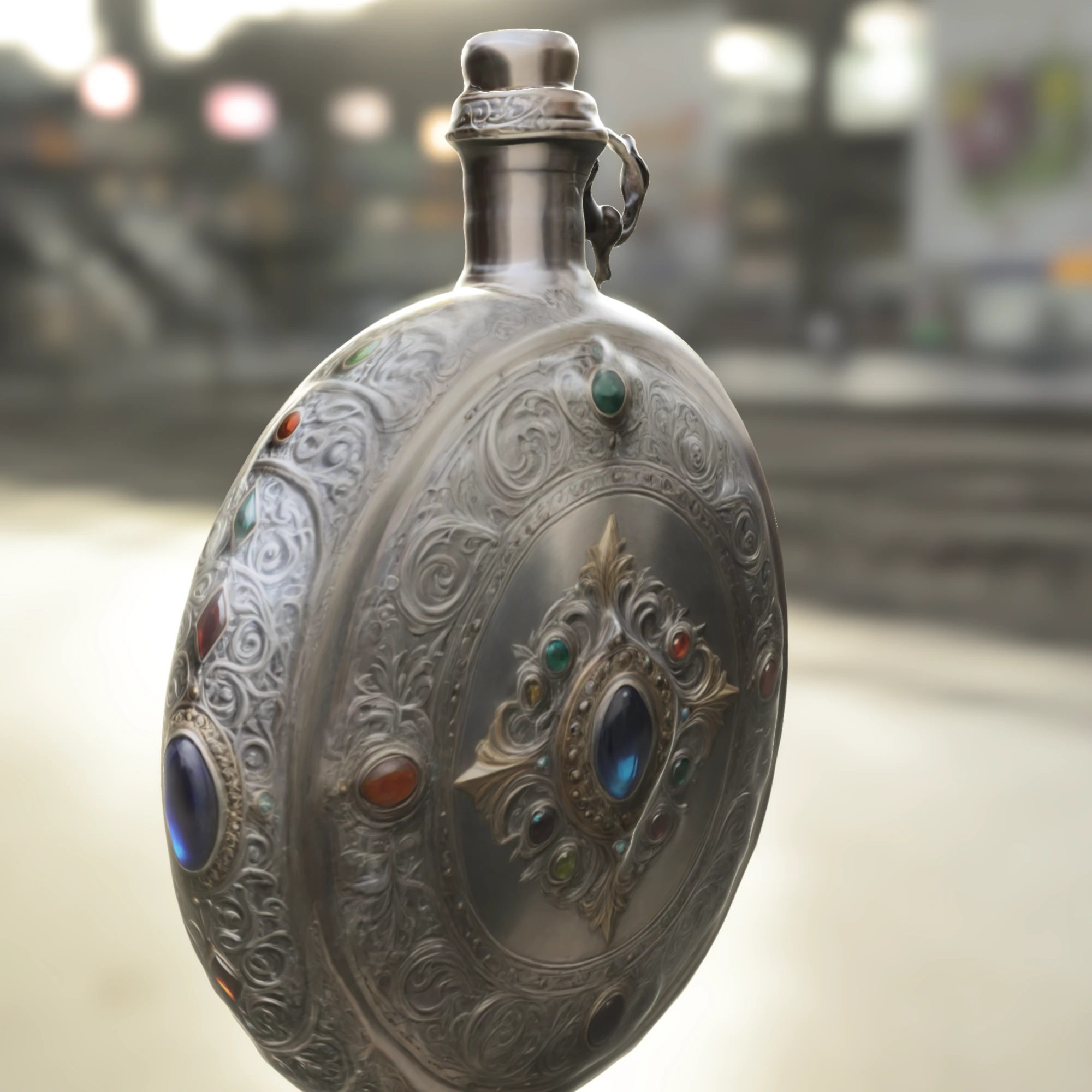 Ancient Gem Encrusted Flask 3D Model .c4d .max .obj .3ds .fbx .stl .blend
