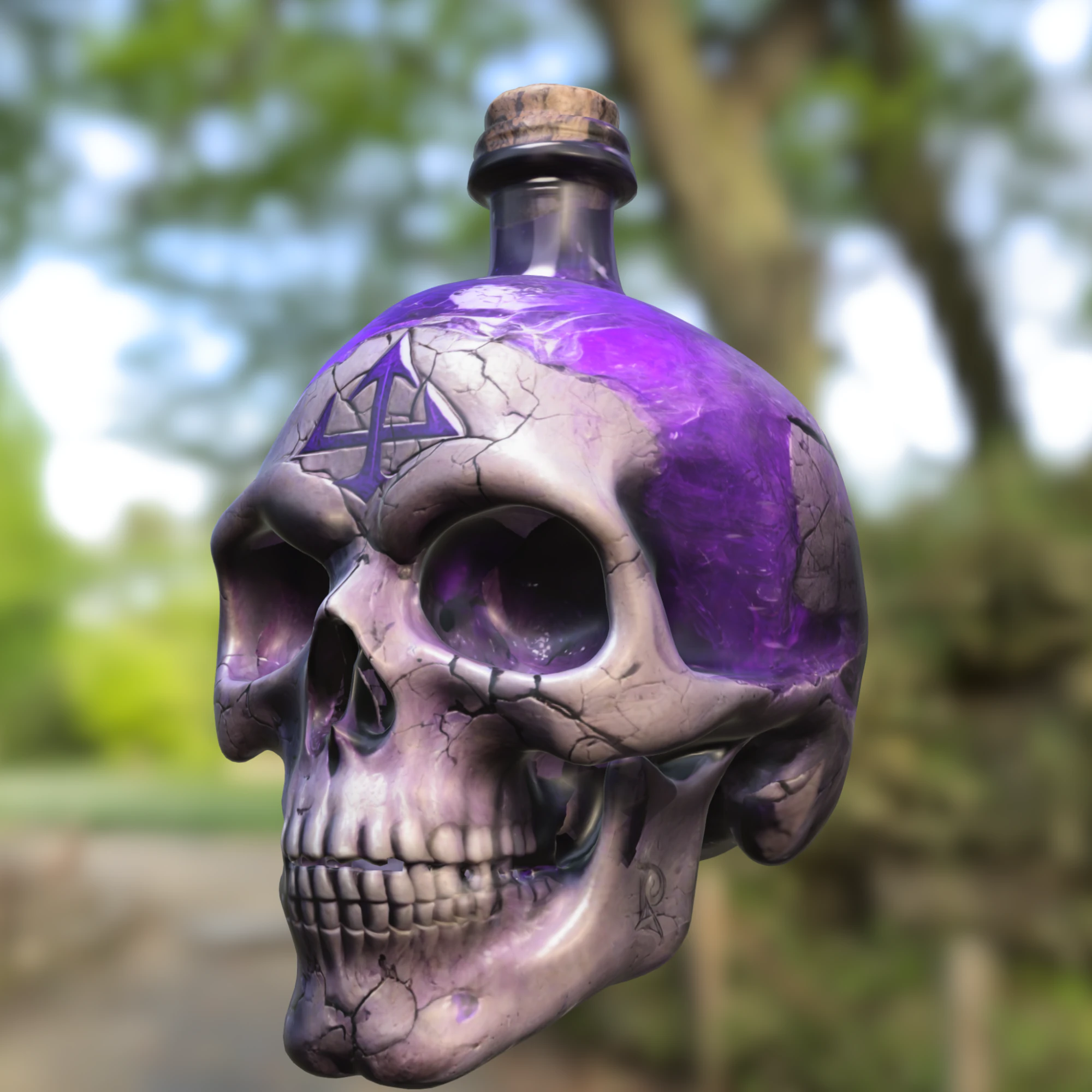 Cursed Skull Elixir Bottle 3D Model .c4d .max .obj .3ds .fbx .stl .blend 
