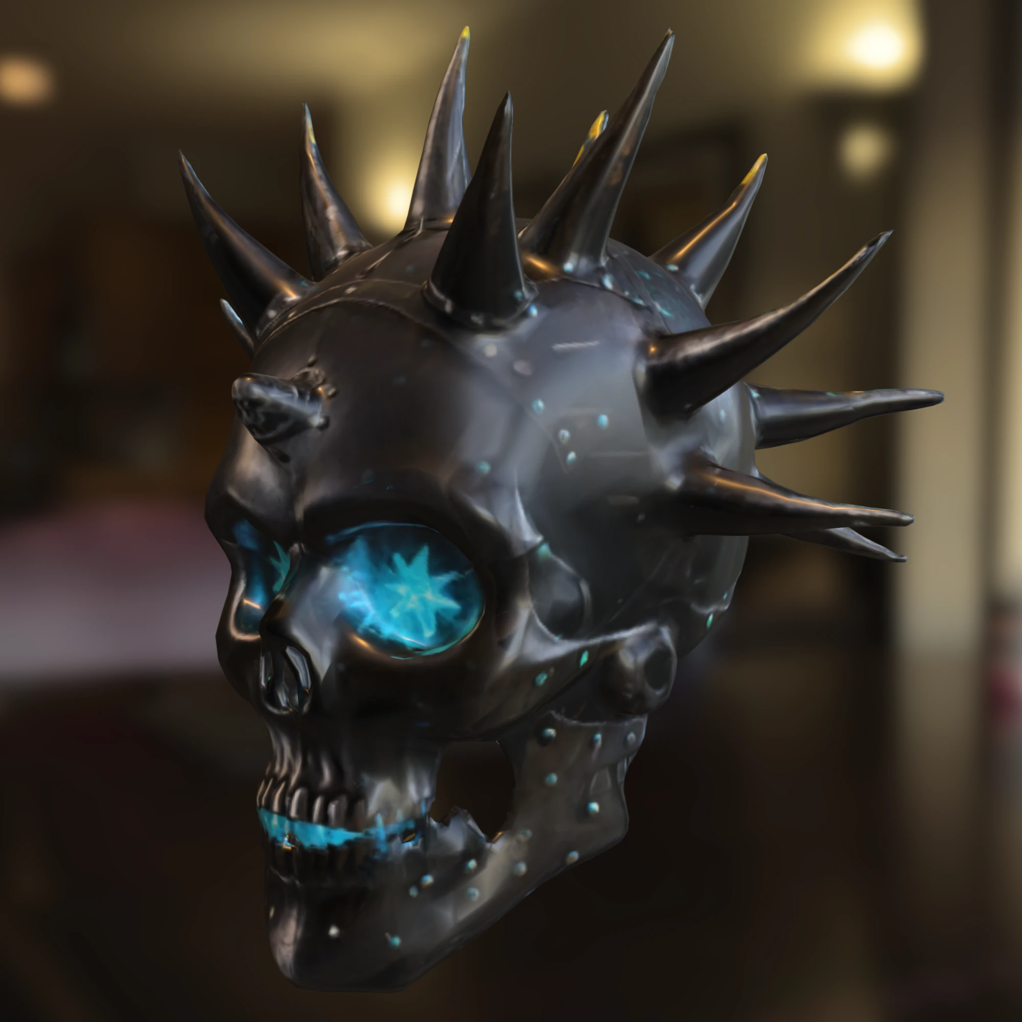Demonic Skull Helmet with Spikes 3D Model .c4d .max .obj .3ds .fbx .stl .blend