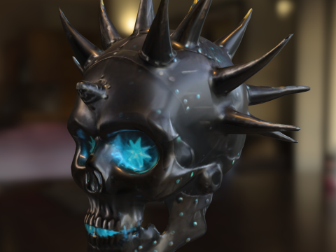Demonic Skull Helmet with Spikes Modelo 3D