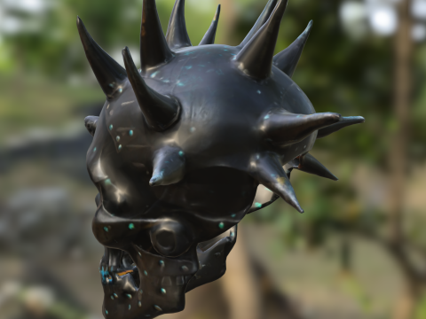 Demonic Skull Helmet with Spikes 3D 모델