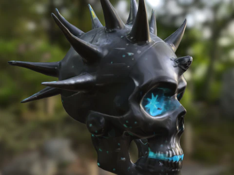 Demonic Skull Helmet with Spikes 3D Model