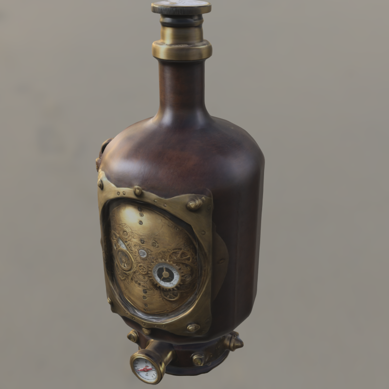 Steampunk Gear Core Bottle Modello 3D .c4d .max .obj .3ds .fbx .stl .blend 