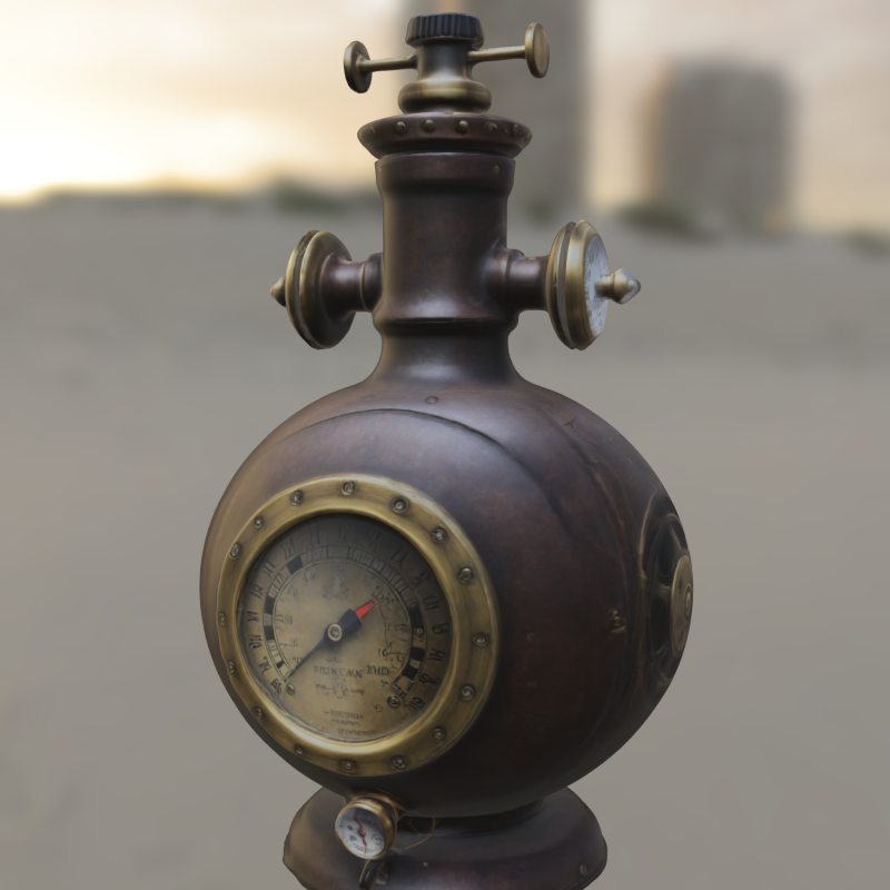 Steampunk Pressure Regulator 3D 모델 .c4d .max .obj .3ds .fbx .stl .blend