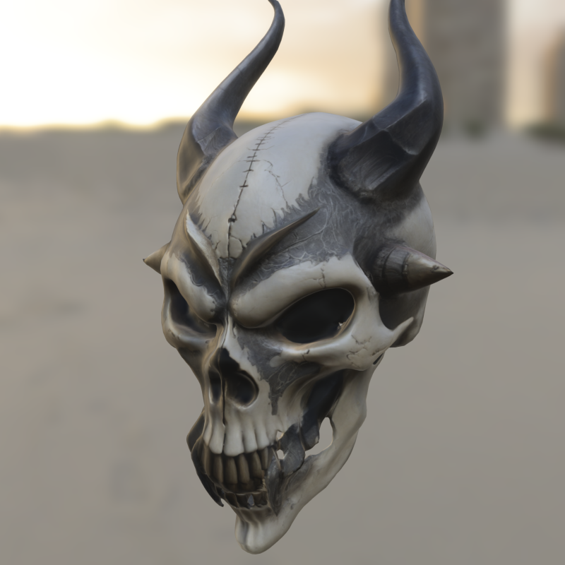 Infernal Bone Mask Spiked Demon Skull 3D 模型 .c4d .max .obj .3ds .fbx .stl .blend