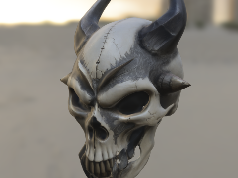 Infernal Bone Mask Spiked Demon Skull Model 3D