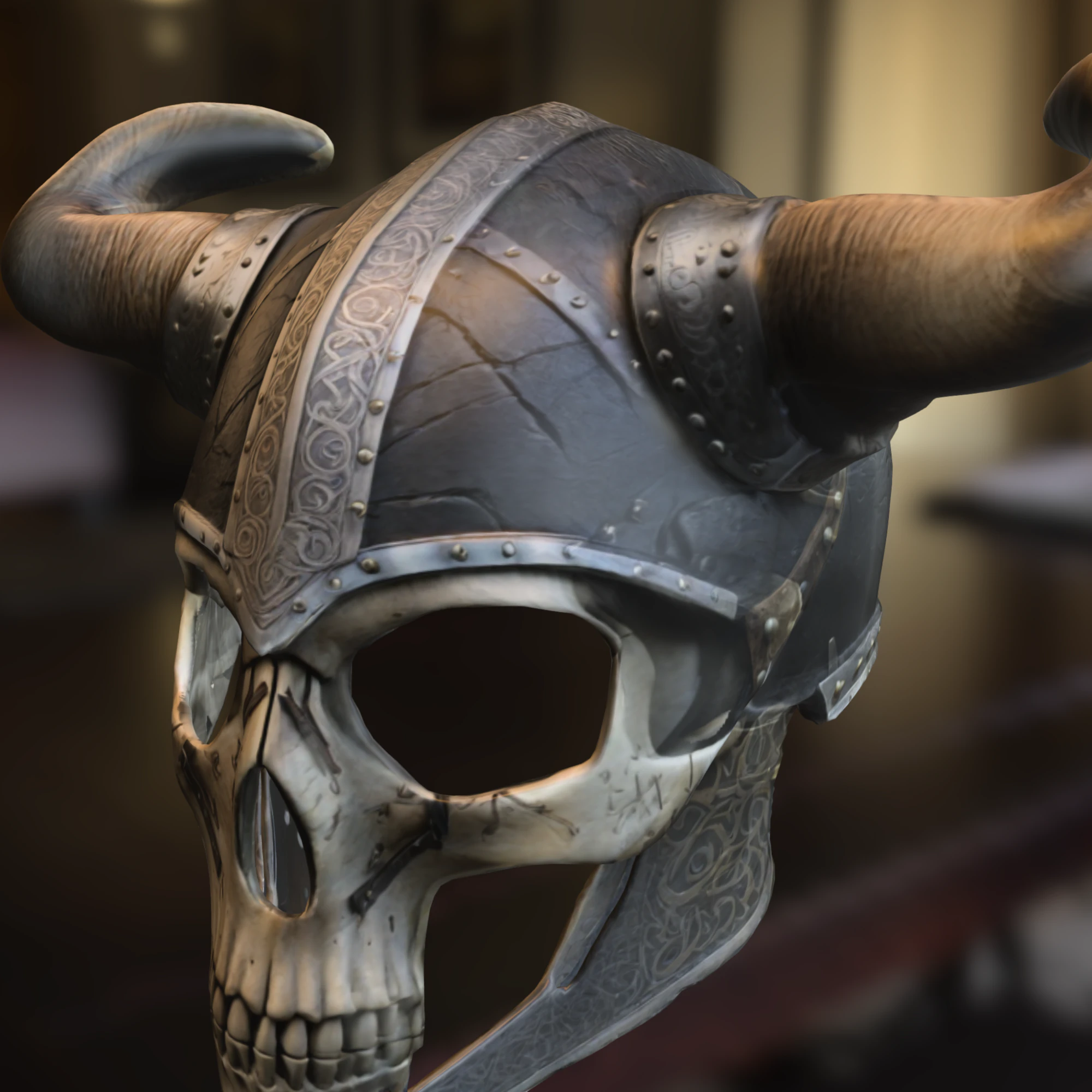 Viking Skull Helmet 3D Model .c4d .max .obj .3ds .fbx .stl .blend