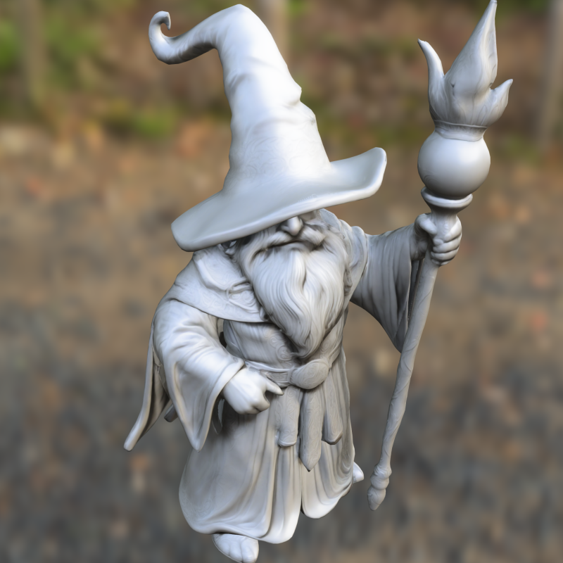 Wizard Mage Figurine 3D Model .c4d .max .obj .3ds .fbx .stl .blend