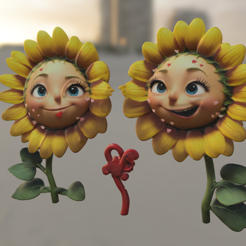 卡通花卉人物 3D 模型 .c4d .max .obj .3ds .fbx .stl .blend 