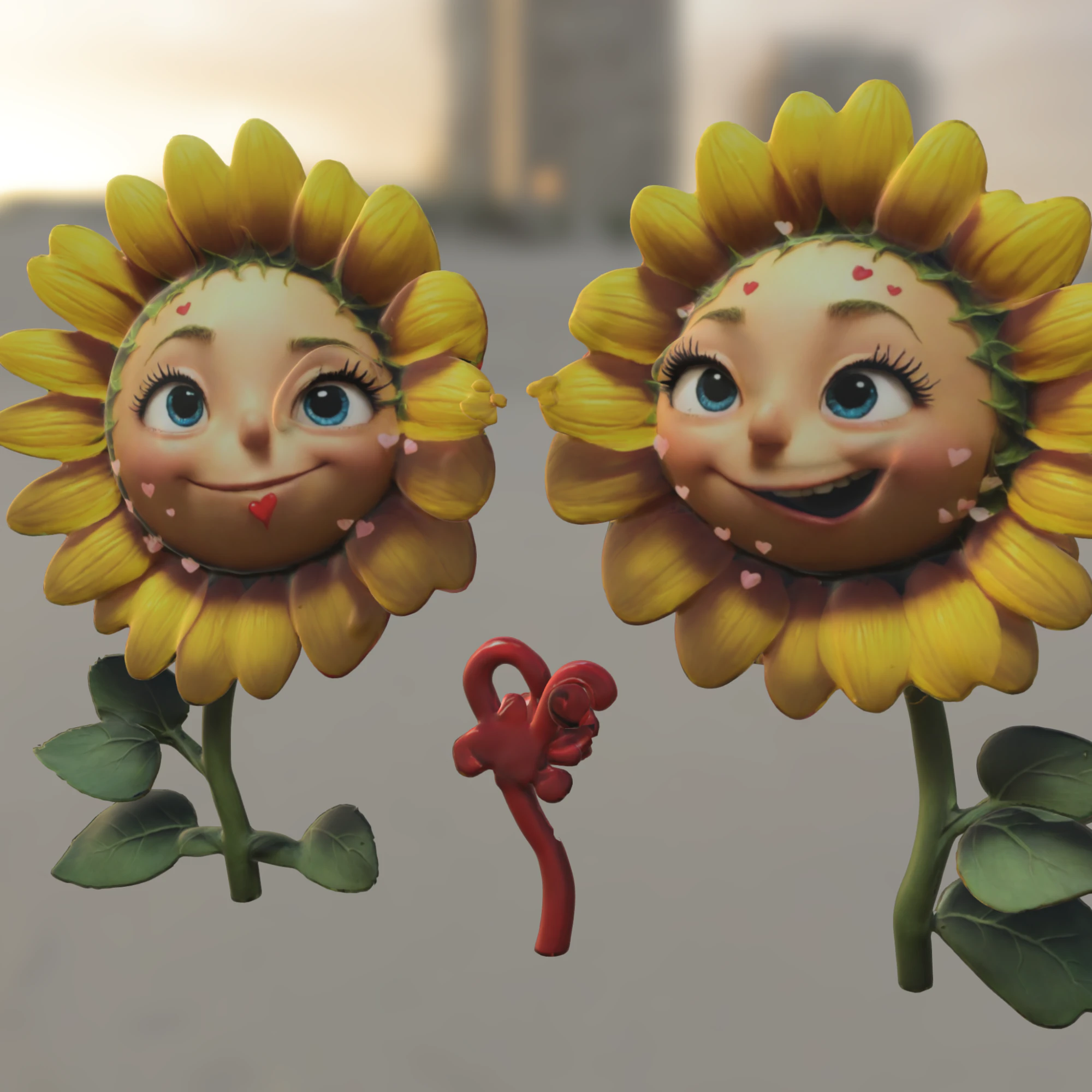 Cartoon Floral Characters 3D Model .c4d .max .obj .3ds .fbx .stl .blend 