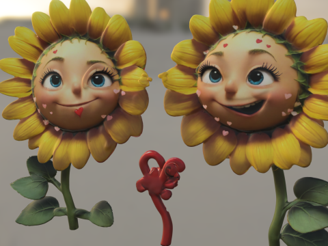 Cartoon Floral Characters Modelo 3D
