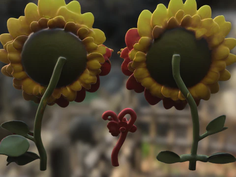 Cartoon Floral Characters 3D Model