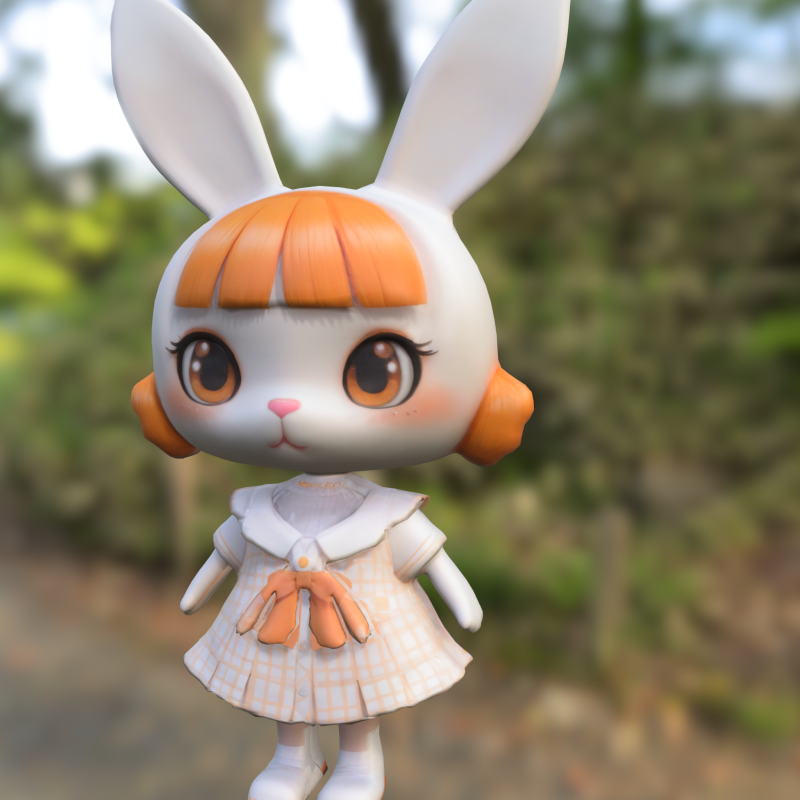 Cute Bunny Girl 3D Model .c4d .max .obj .3ds .fbx .stl .blend 