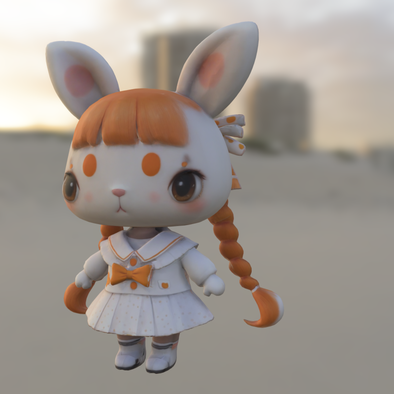Stylized Bunny Girl 3D 模型 .c4d .max .obj .3ds .fbx .stl .blend