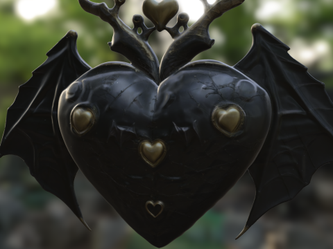 Gothic Heart Bat Artifact 3D Model