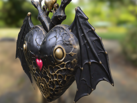 Gothic Heart Bat Artifact 3D Model