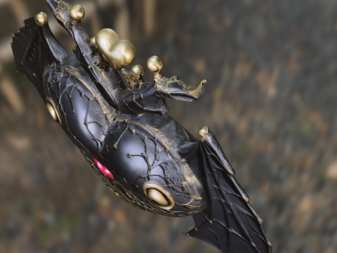 Gothic Heart Bat Artifact 3D Model